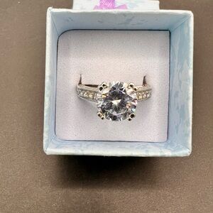 925 Sterling Silver CZ Ring-Size 8-Marked PJM